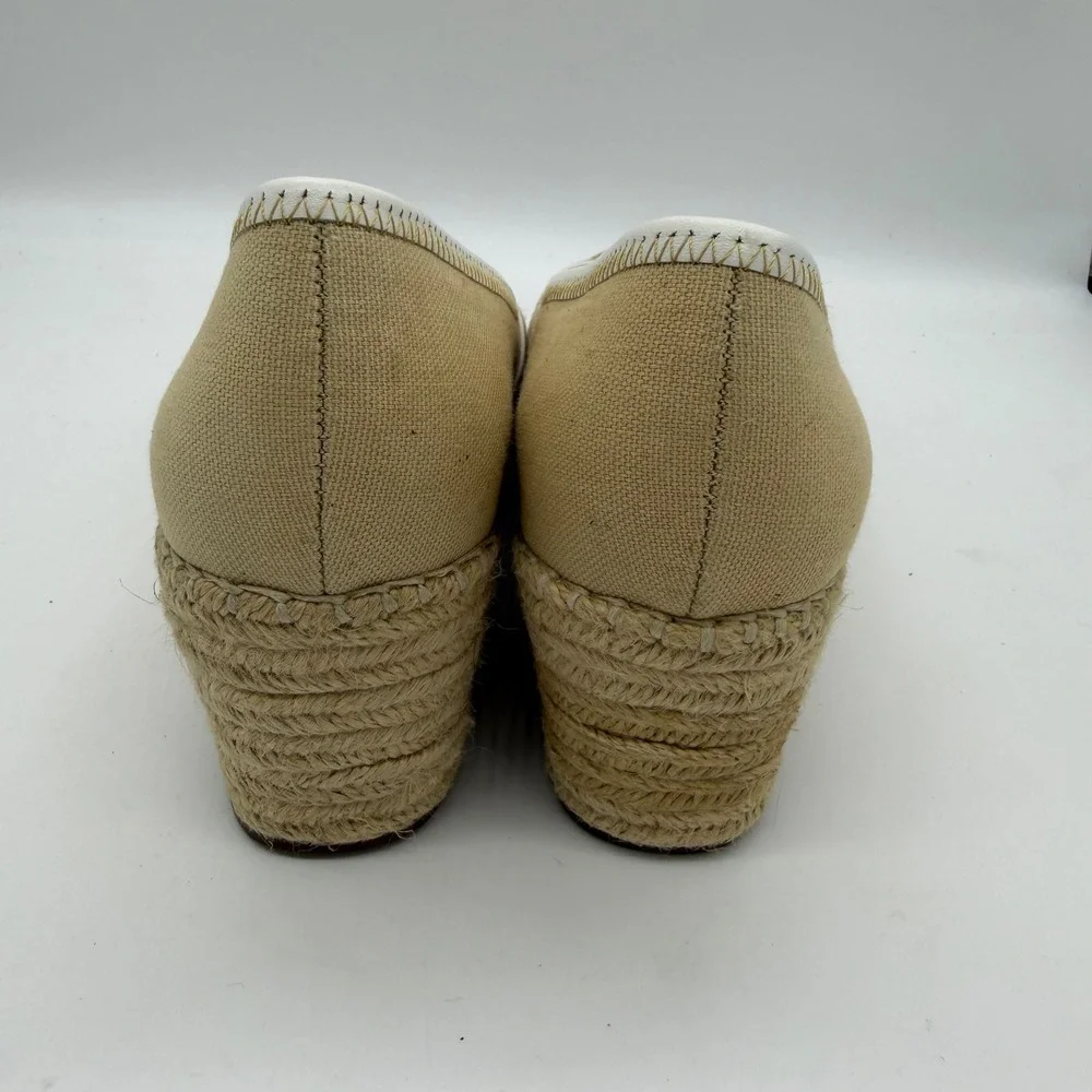 Naturalizer Sanibel-1 Tan Canvas Espadrille Wedge Heels Neutral 8M
